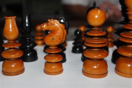 A Jacques style carved chess set